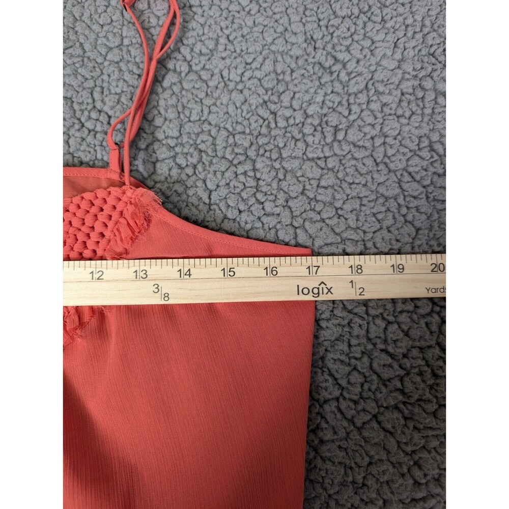 Banana Republic Tank Top Woven Macrame Size M Red Lightweight Spaghetti Straps - Picture 5 of 12